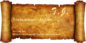 Tonhauser Jolán névjegykártya